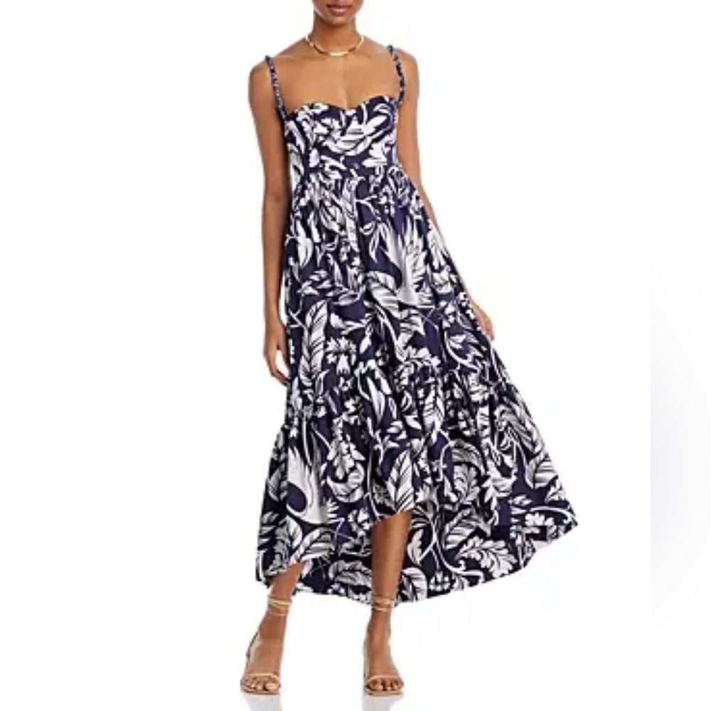 Andres Otalora Atlantico Beaded Strap Floral Midi Dress Size 4